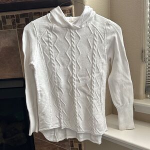 Soft Surroundings White Cable Knit Hooded Sweater